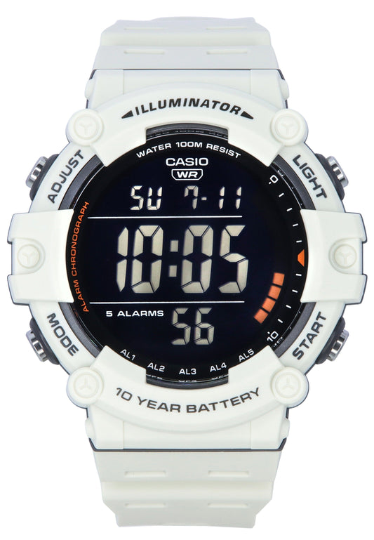 Casio Standard Digital White Resin Strap Quarz AE-1500WH-8B2 100M Herrenuhr