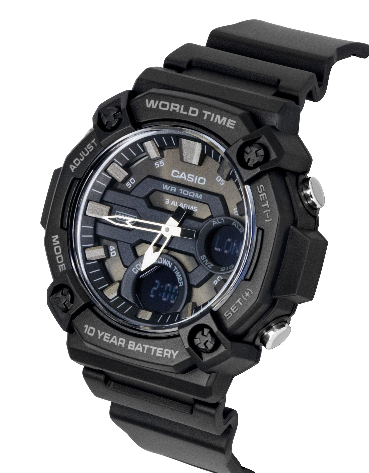Casio Standard Analog Digital Resin Strap Graues Zifferblatt Quarz AEQ-120W-1BV 100M Herrenuhr