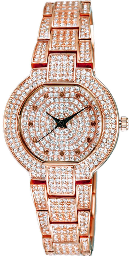 Adee Kaye Astonish Collection Crystal Accents Rose Gold Dial Quarz AK2005-LRG Damenuhr
