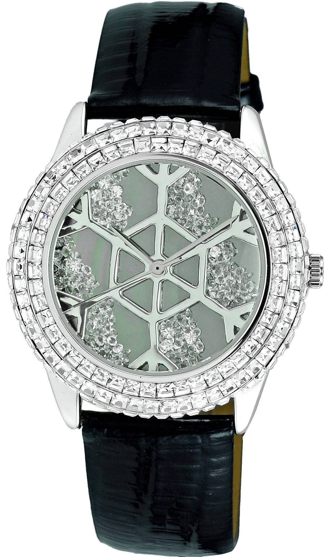 Adee Kaye Snowflakes Collection Crystal Accents Graues Zifferblatt Quarz AK2115-L Damenuhr
