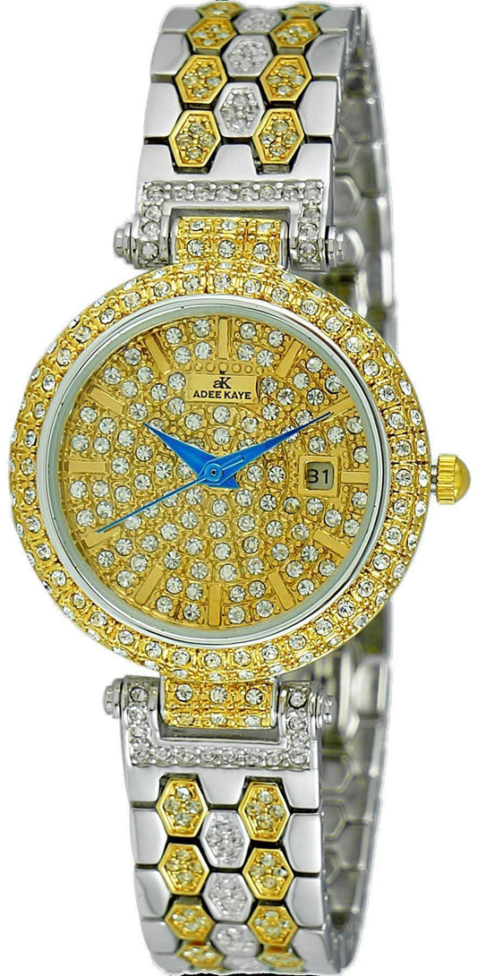 Adee Kaye Finess Collection Crystal Accents Goldfarben Dial Quarz AK2526-L2G Damenuhr