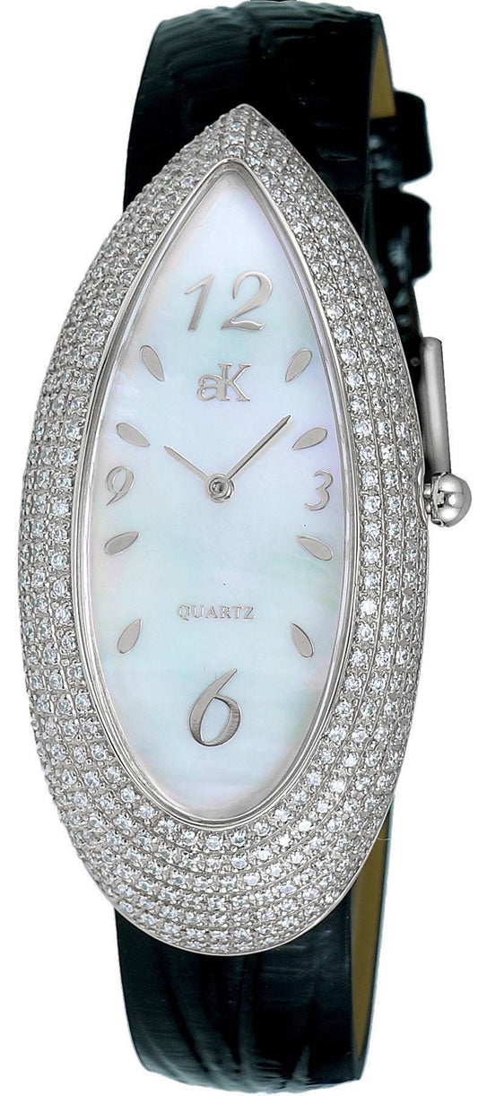 Adee Kaye Pear Collection Crystal Accents White Perlmutt-Zifferblatt Quarz AK2527-L Damenuhr