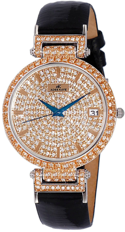 Adee Kaye Embellish Collection Crystal Accents Pave Dial Quarz AK2529-MRG Damenuhr