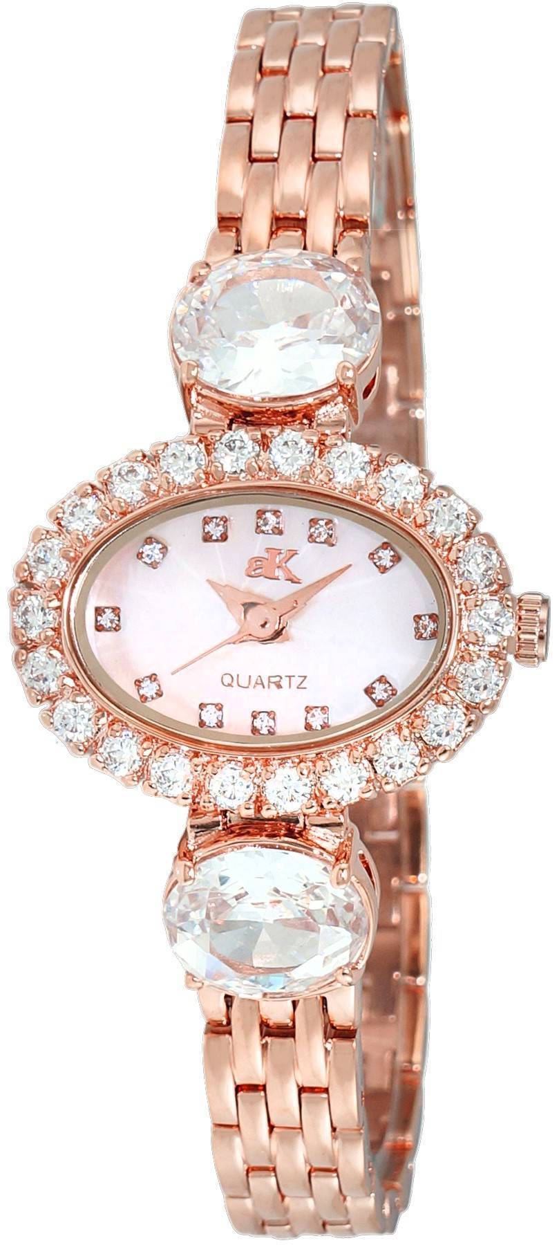 Adee Kaye Fancy Collection Crystal Accents Perlmutt-Zifferblatt Quarz AK2730-R Damenuhr