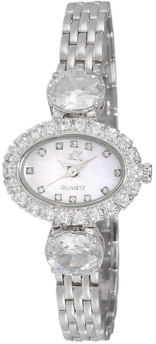 Adee Kaye Fancy Collection Crystal Accents Perlmutt-Zifferblatt Quarz AK2730-S Damenuhr