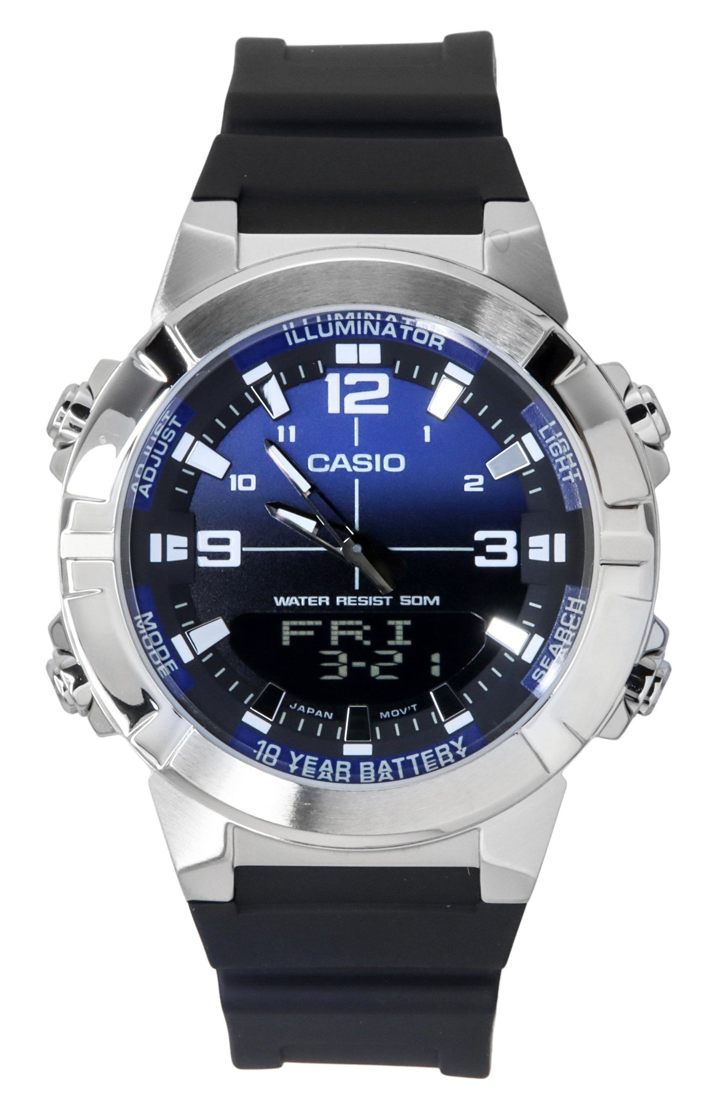 Casio Analog Digital Combination Resin Strap Blaues Zifferblatt Quarz AMW-870A-2AV Herrenuhr