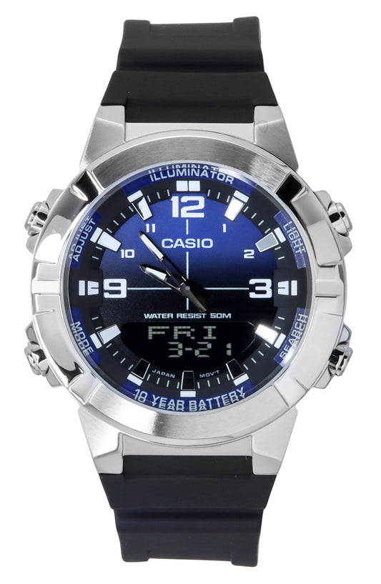 Casio Analog Digital Combination Resin Strap Blaues Zifferblatt Quarz AMW-870A-2AV Herrenuhr