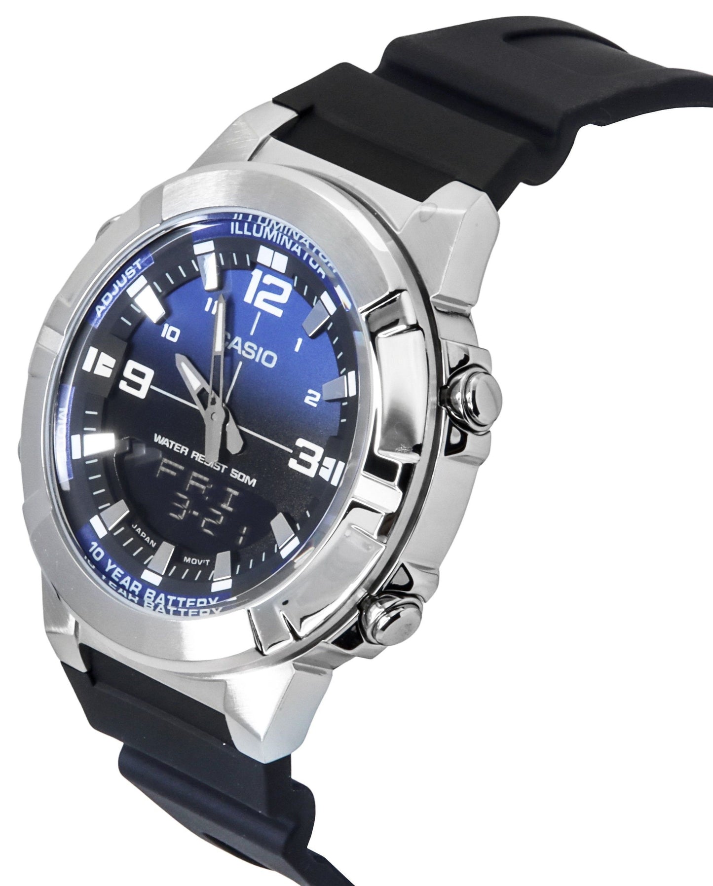 Casio Analog Digital Combination Resin Strap Blaues Zifferblatt Quarz AMW-870A-2AV Herrenuhr