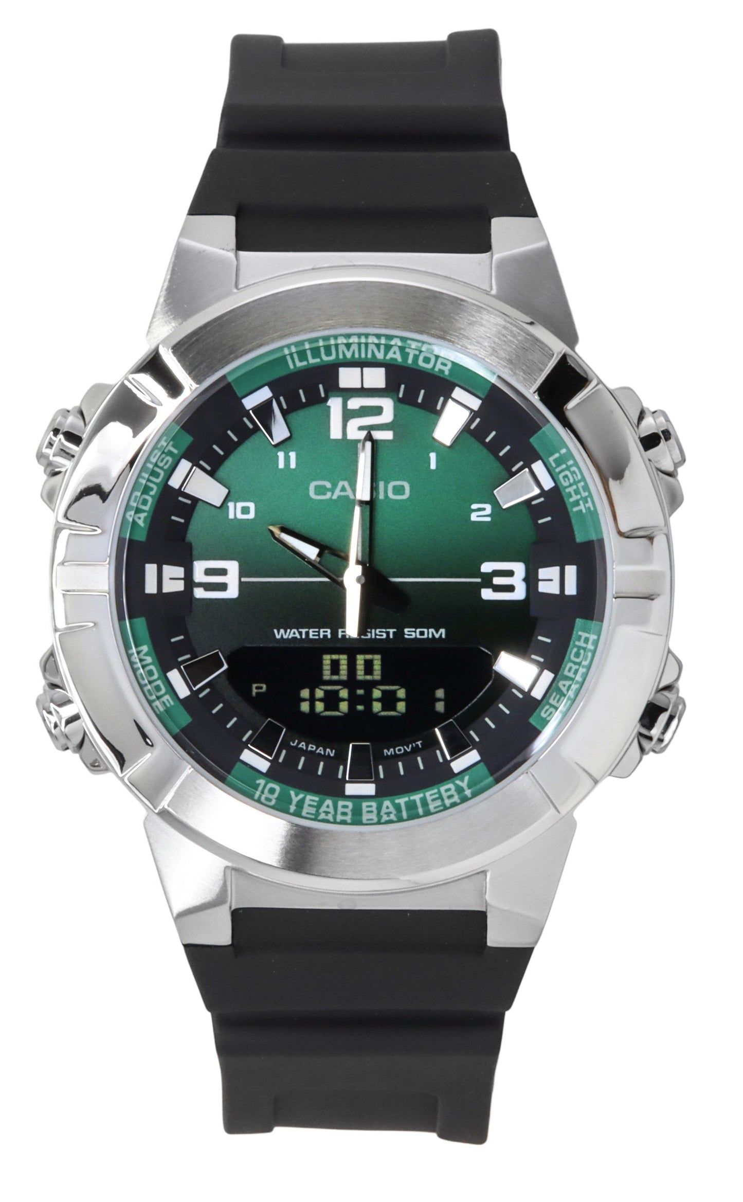 Casio Analog Digital Combination Resin Strap Gr?nes Zifferblatt Quarz AMW-870A-3AV Herrenuhr