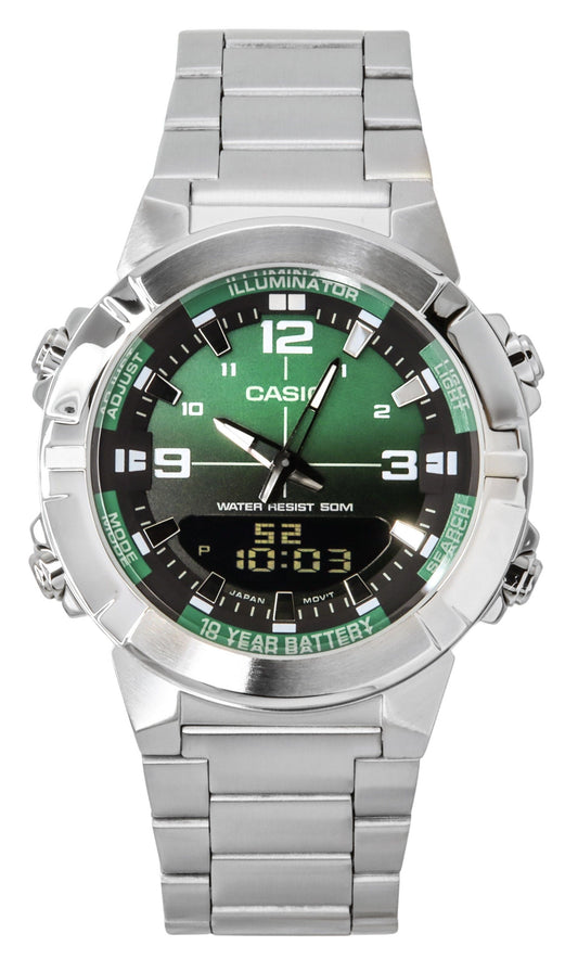 Casio Analog Digital Combination Edelstahl Gr?nes Zifferblatt Quarz AMW-870DA-3AV Herrenuhr