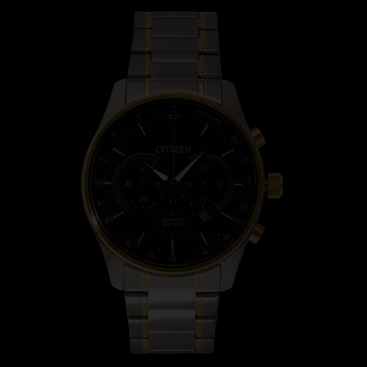 Citizen Chronograph Two Tone Edelstahl Blaues Zifferblatt Quarz AN8194-51L 100M Herrenuhr