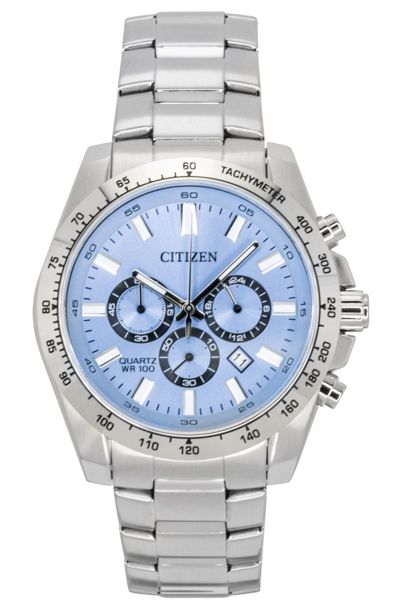 Citizen Chronograph Edelstahl Blaues Zifferblatt Quarz AN8230-59L 100M Herrenuhr