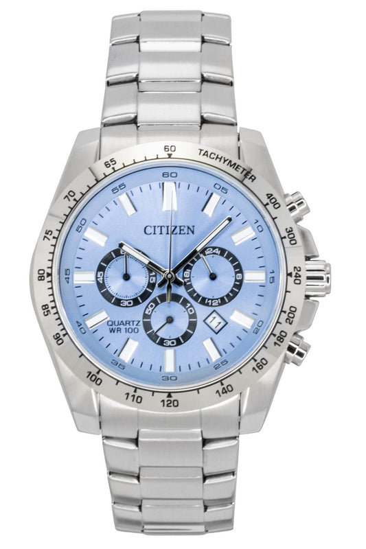 Citizen Chronograph Edelstahl Blaues Zifferblatt Quarz AN8230-59L 100M Herrenuhr