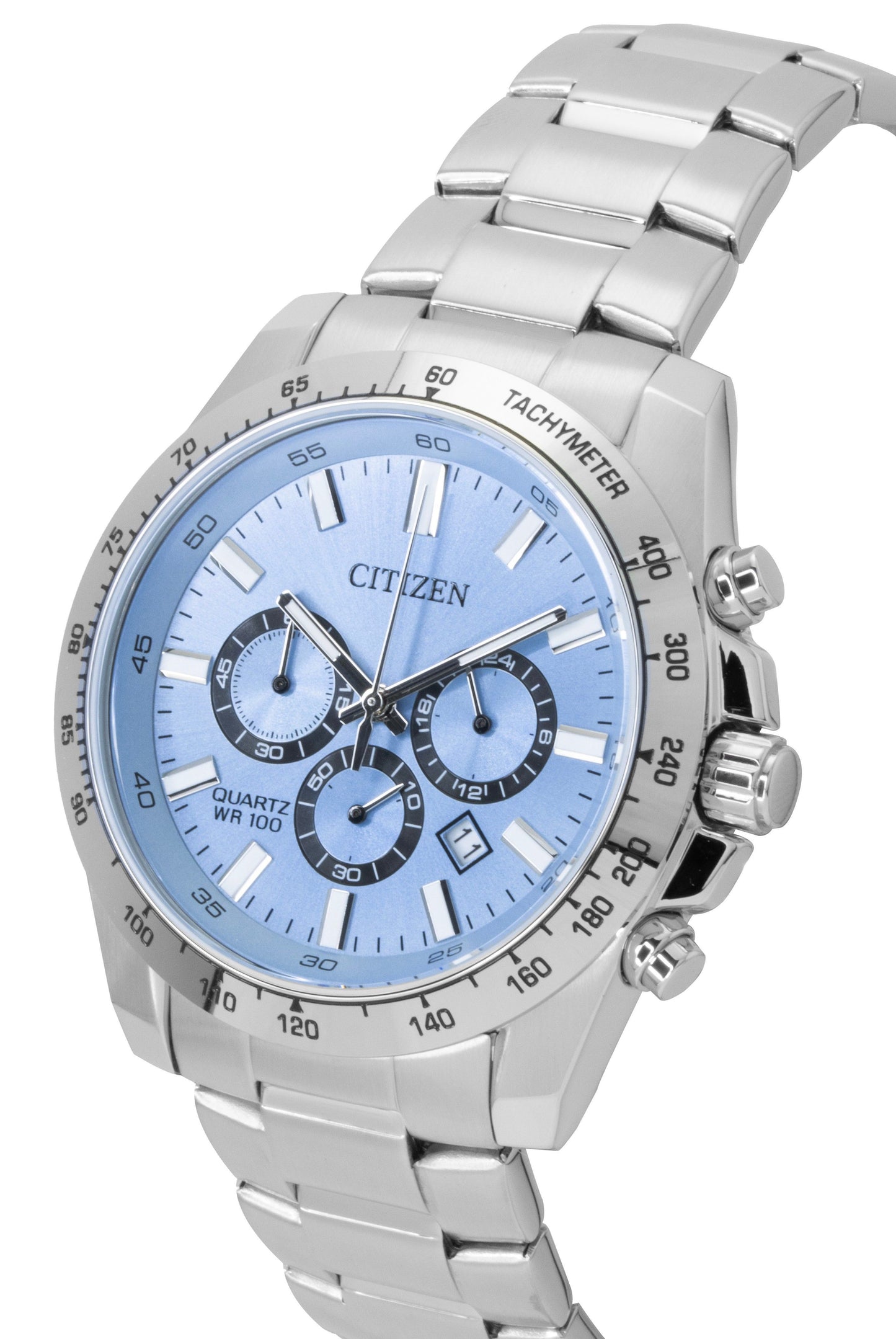 Citizen Chronograph Edelstahl Blaues Zifferblatt Quarz AN8230-59L 100M Herrenuhr