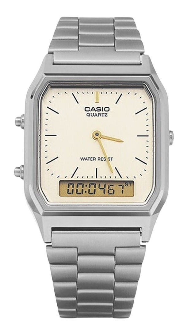 Casio Vintage Analog Digital Gray Ion Plated Quarz AQ-230GG-9A Herrenuhr