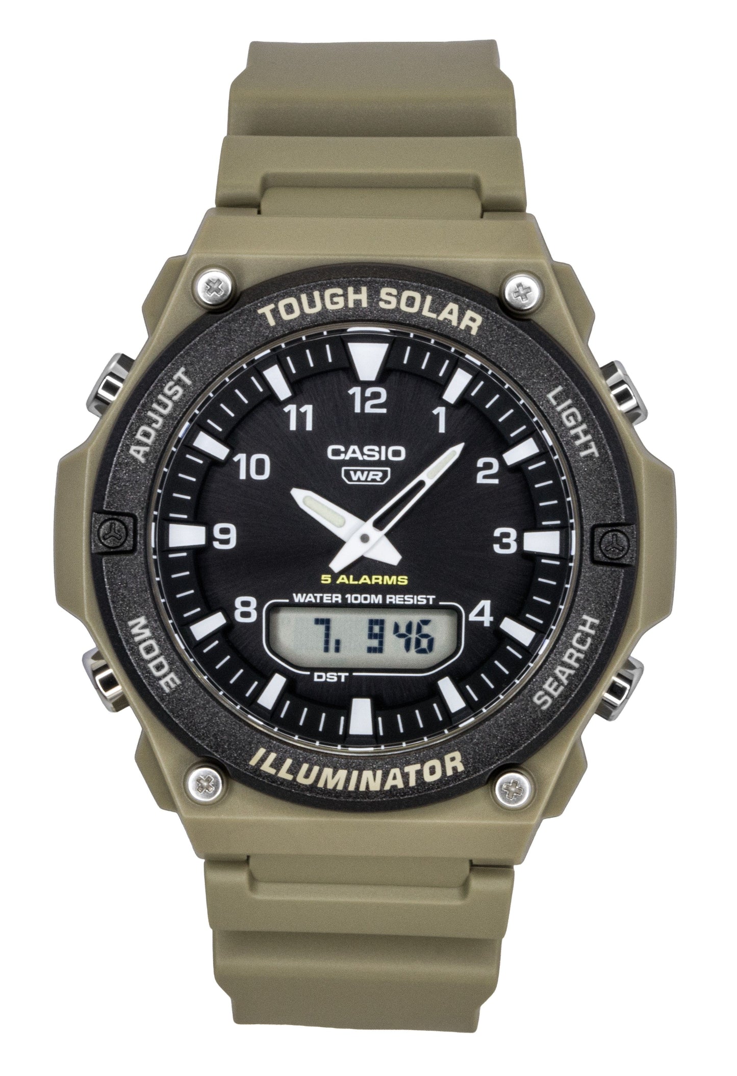 Casio Standard Analog Digital Resin Strap Schwarzes Zifferblatt Solar AQ-S820W-5AV 100M Herrenuhr