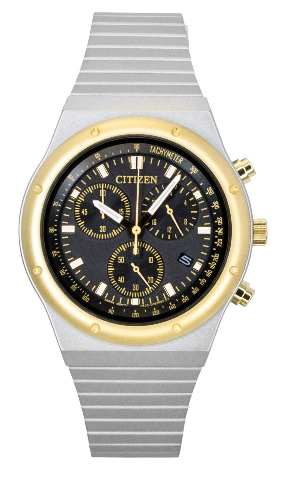 Citizen Eco-Drive Chronograph Edelstahl Schwarzes Zifferblatt AT2544-64E Herrenuhr