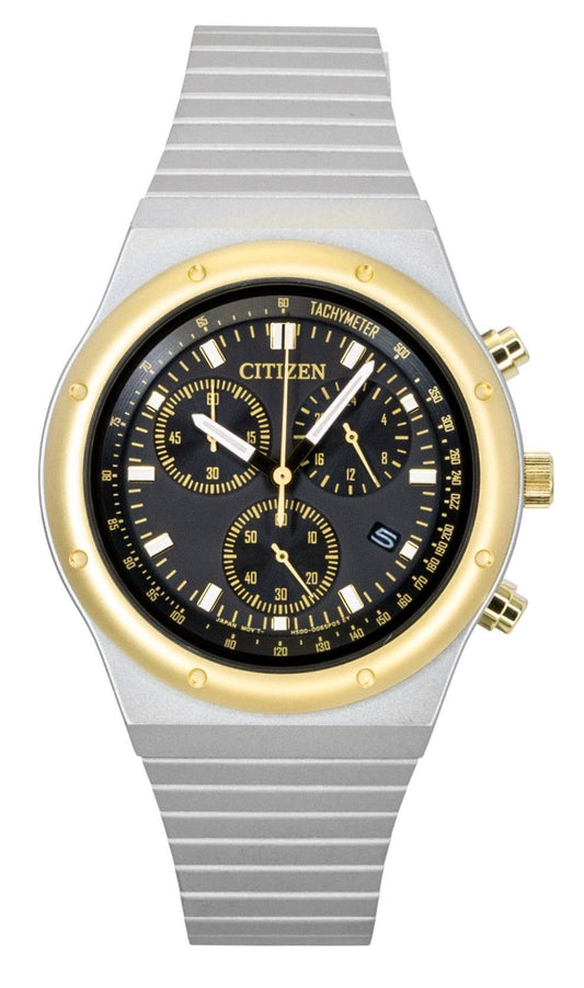 Citizen Eco-Drive Chronograph Edelstahl Schwarzes Zifferblatt AT2544-64E Herrenuhr
