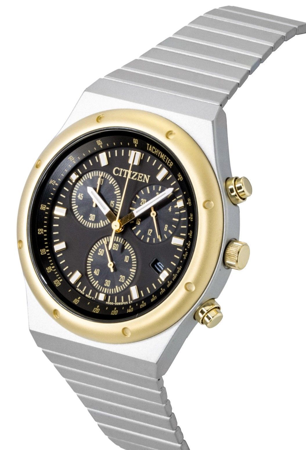 Citizen Eco-Drive Chronograph Edelstahl Schwarzes Zifferblatt AT2544-64E Herrenuhr
