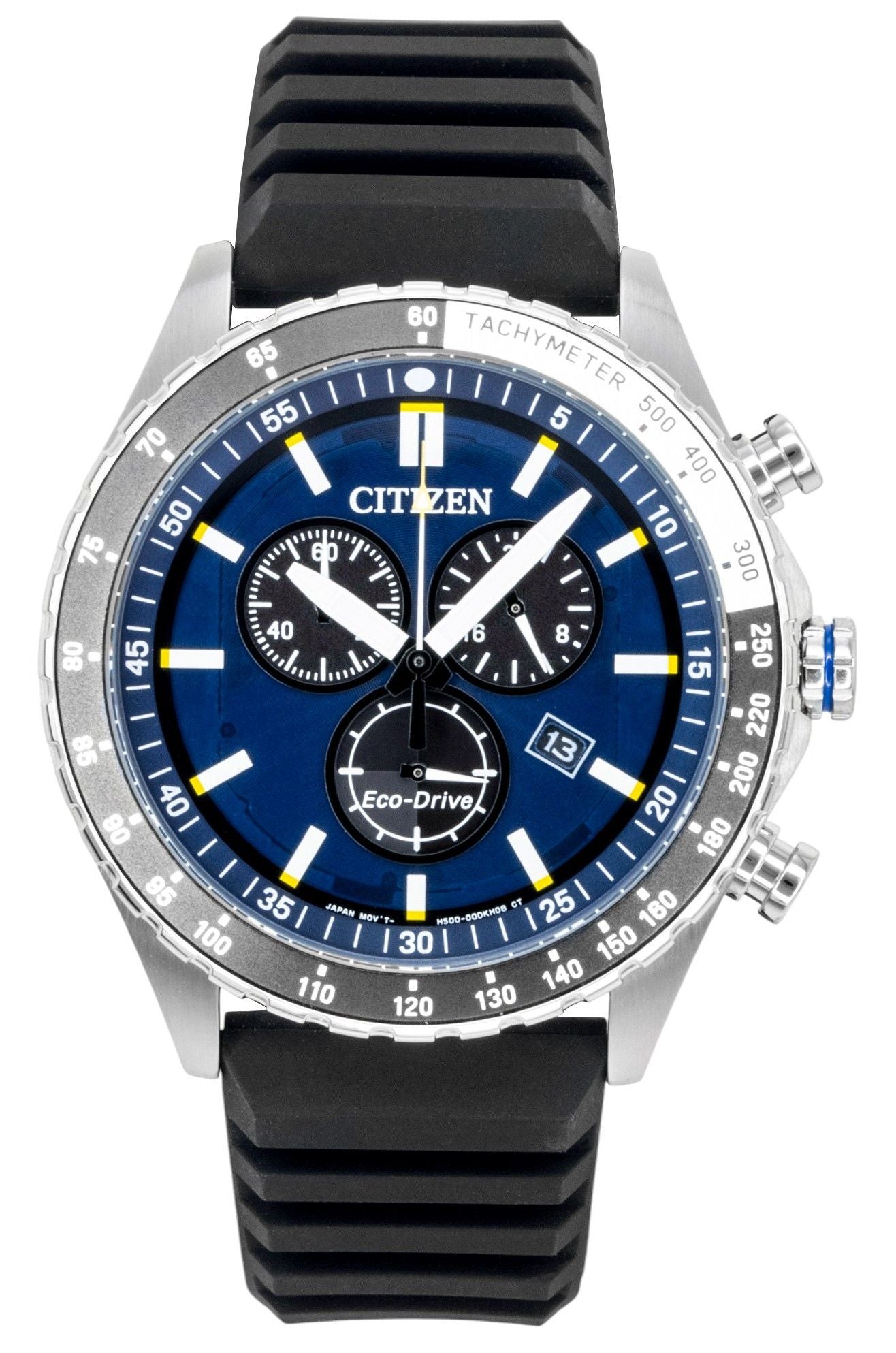 Citizen Eco-Drive Chronograph Silicone Strap Blaues Zifferblatt AT2569-04L 100M Herrenuhr