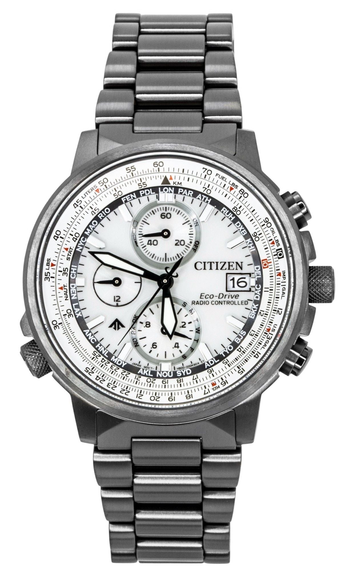 Citizen Promaster Navihawk A-T Chronograph Edelstahl Silberfarbenes Zifferblatt Eco-Drive Taucher AT8304-57A 200M Herrenuhr