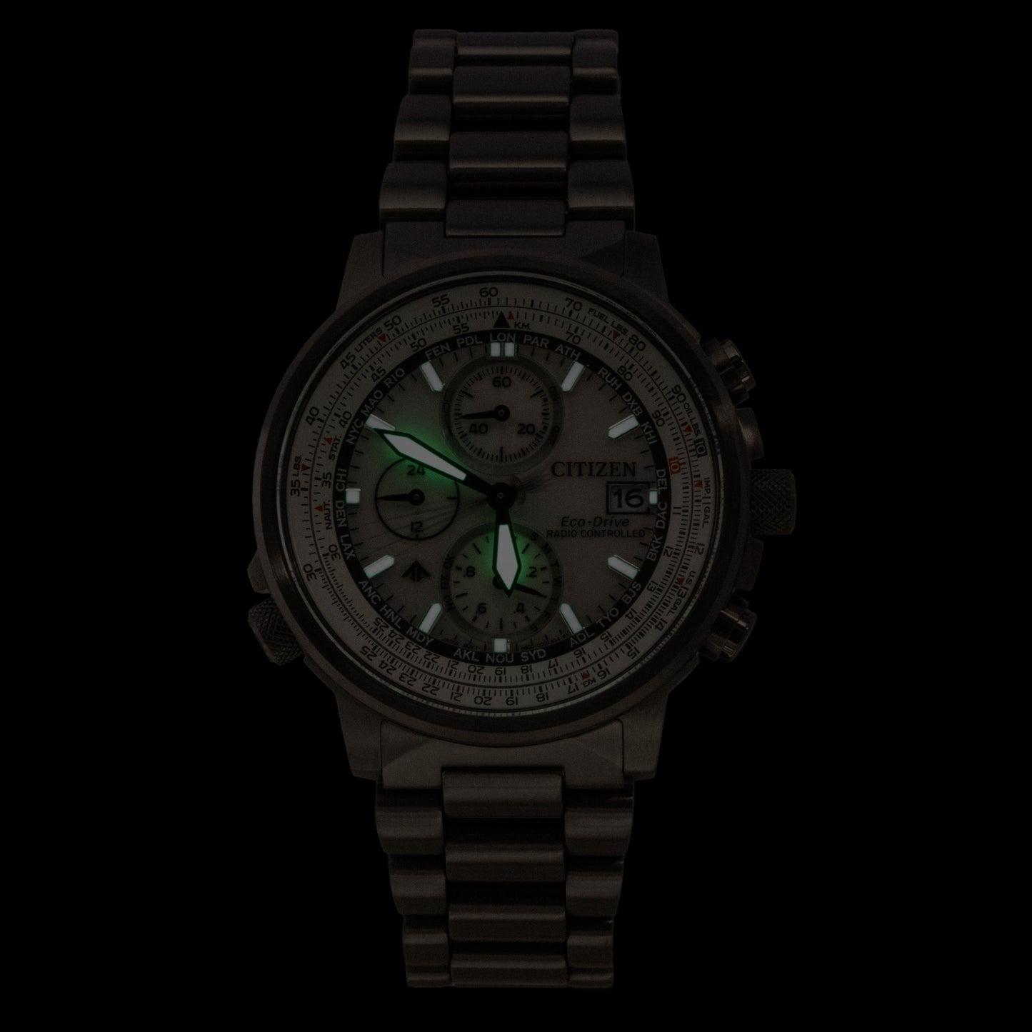 Citizen Promaster Navihawk A-T Chronograph Edelstahl Silberfarbenes Zifferblatt Eco-Drive Taucher AT8304-57A 200M Herrenuhr