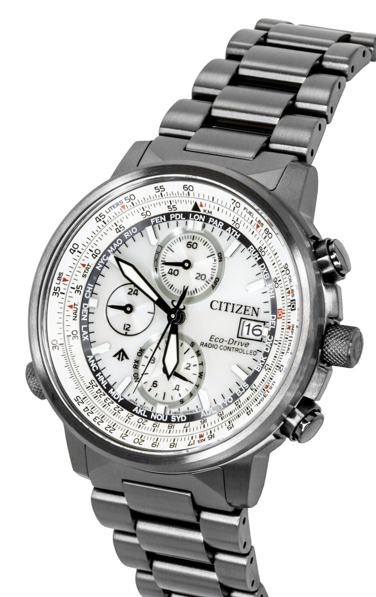 Citizen Promaster Navihawk A-T Chronograph Edelstahl Silberfarbenes Zifferblatt Eco-Drive Taucher AT8304-57A 200M Herrenuhr