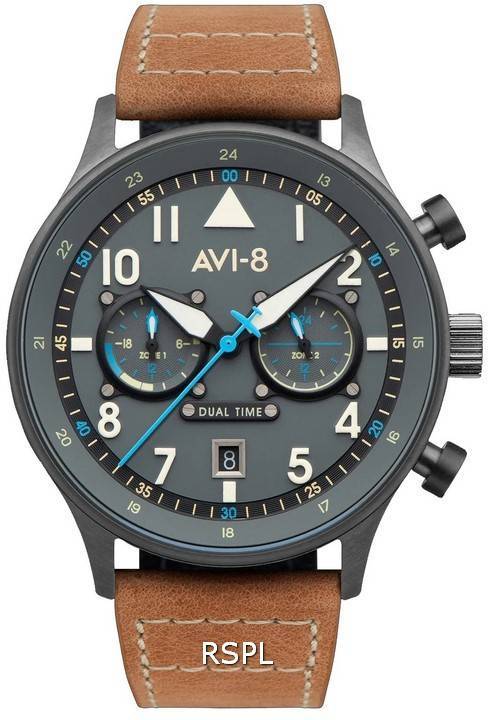 AVI-8 Hawker Hurricane Carey Dual Time Orissa Graues Zifferblatt Quarz AV-4088-04 Herrenuhr