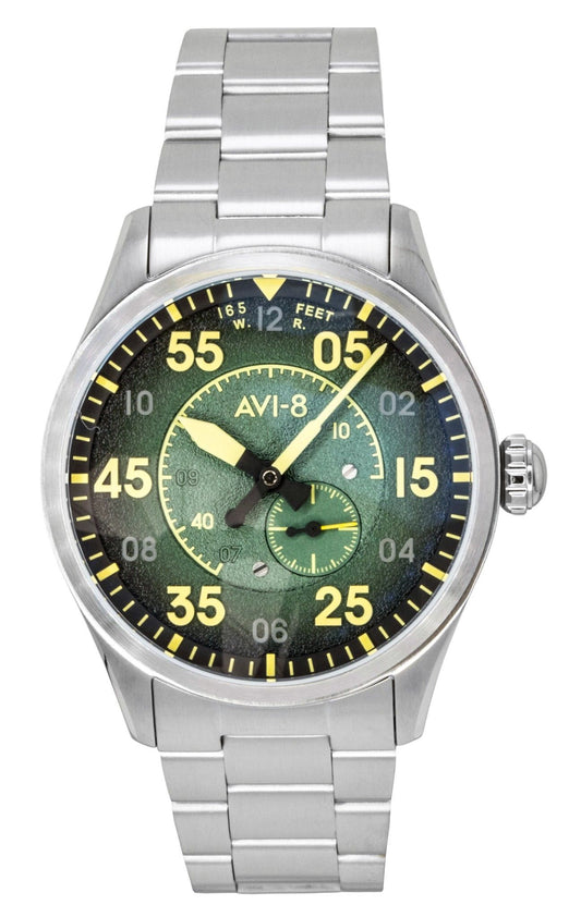 AVI 8 Spitfire Type 300 Tarmac Tracker Edelstahl Gr?nes Zifferblatt Automatik AV-4147-22 Herrenuhr