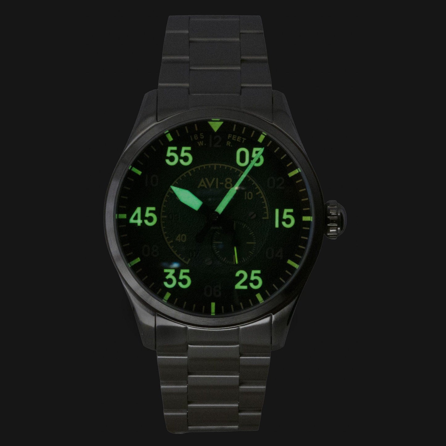 AVI 8 Spitfire Type 300 Tarmac Tracker Edelstahl Gr?nes Zifferblatt Automatik AV-4147-22 Herrenuhr