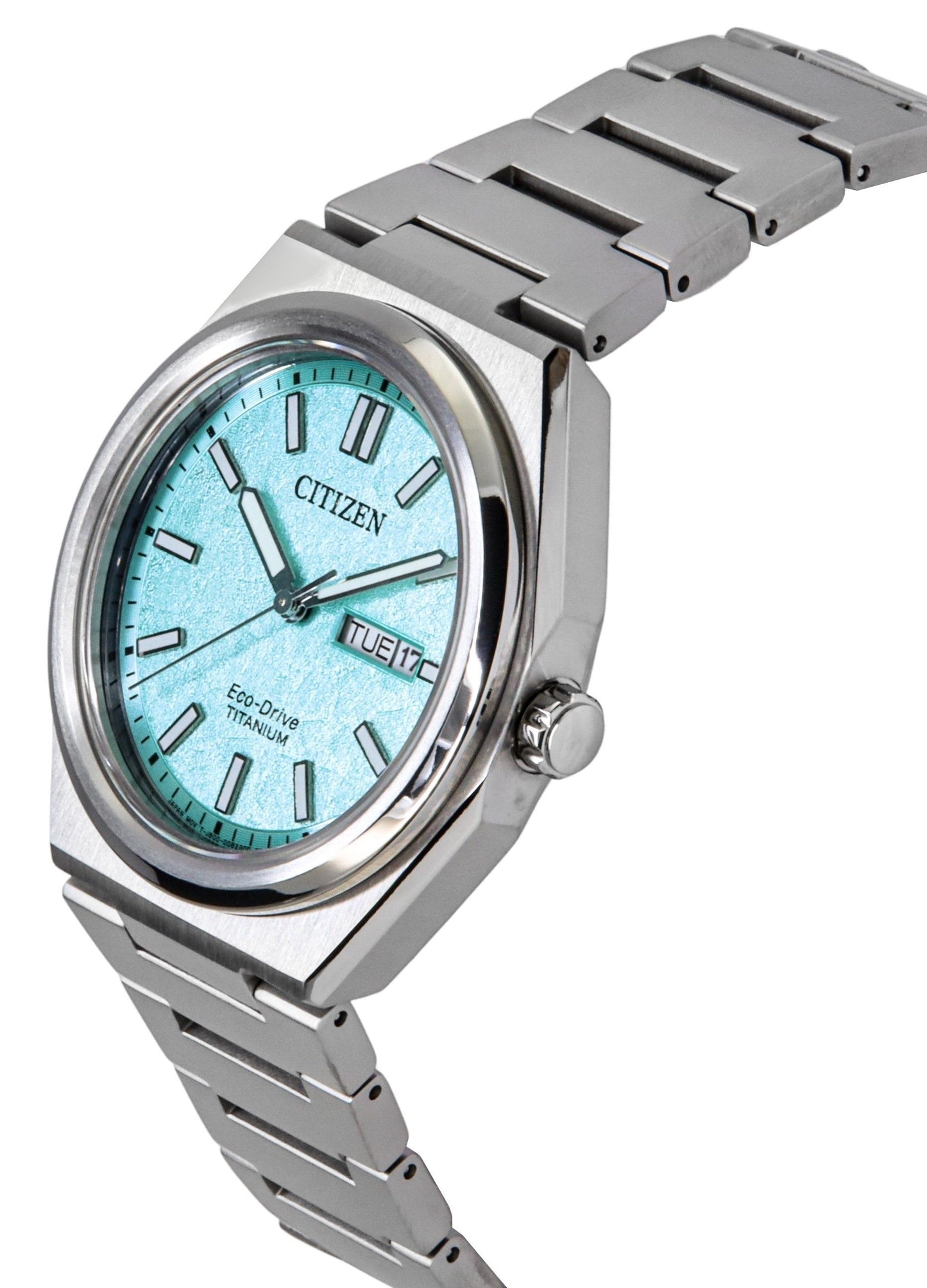 Citizen Zenshin Super Titanium Turquoise Dial Eco-Drive AW0130-85M 100M Herrenuhr