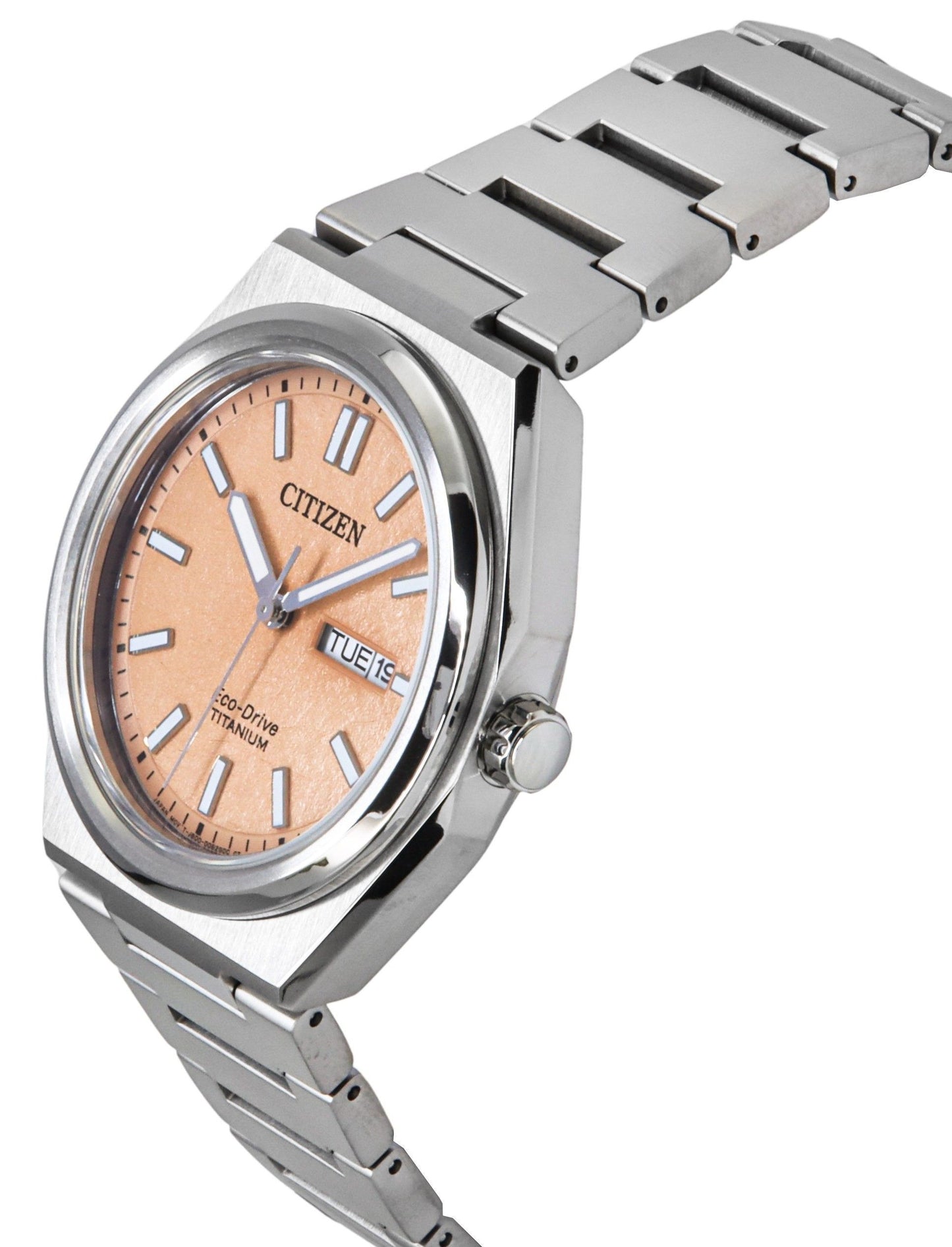 Citizen Zenshin Super Titanium Salmon Dial Eco-Drive AW0130-85Z 100M Herrenuhr