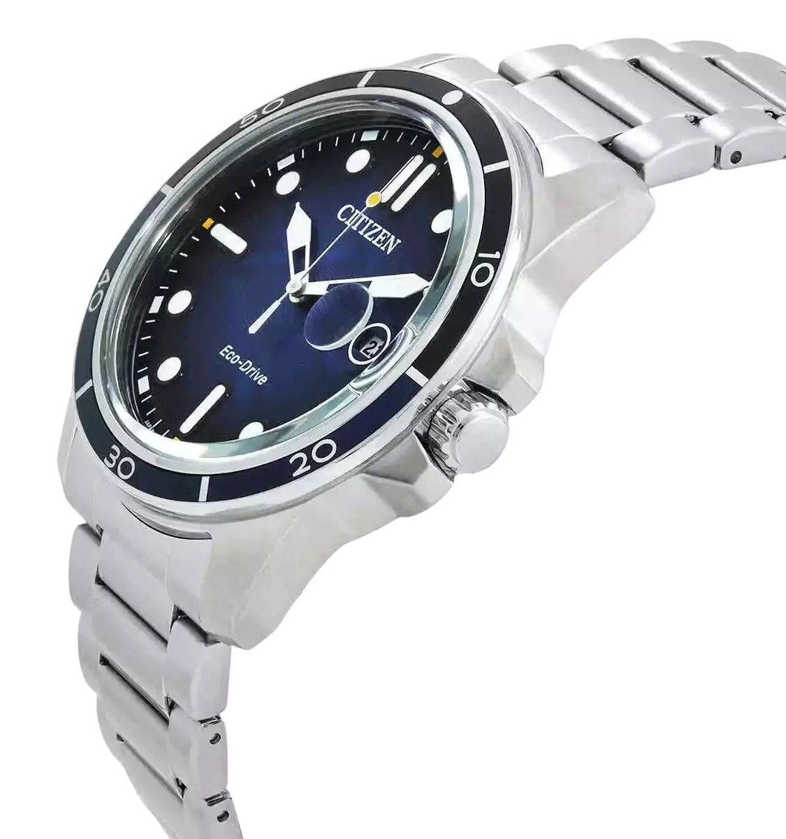 Citizen Marine Edelstahl Blaues Zifferblatt Eco-Drive AW1810-85L 100M Herrenuhr