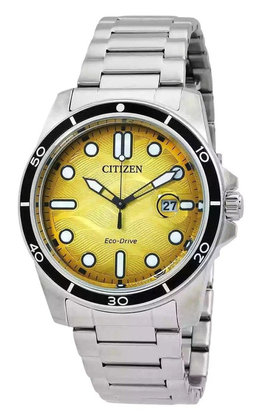 Citizen Marine Edelstahl Yellow Dial Eco-Drive AW1816-89X 100M Herrenuhr