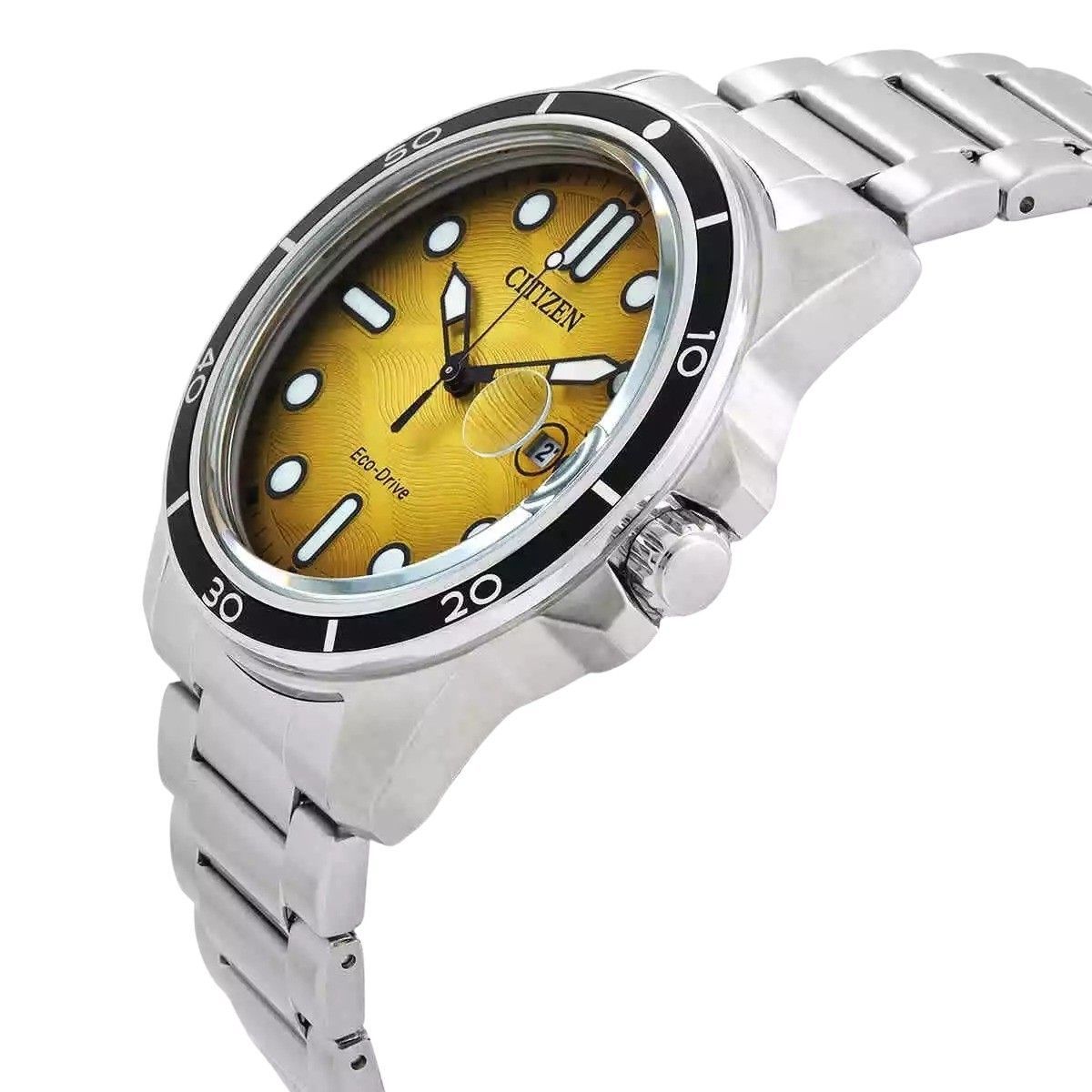Citizen Marine Edelstahl Yellow Dial Eco-Drive AW1816-89X 100M Herrenuhr