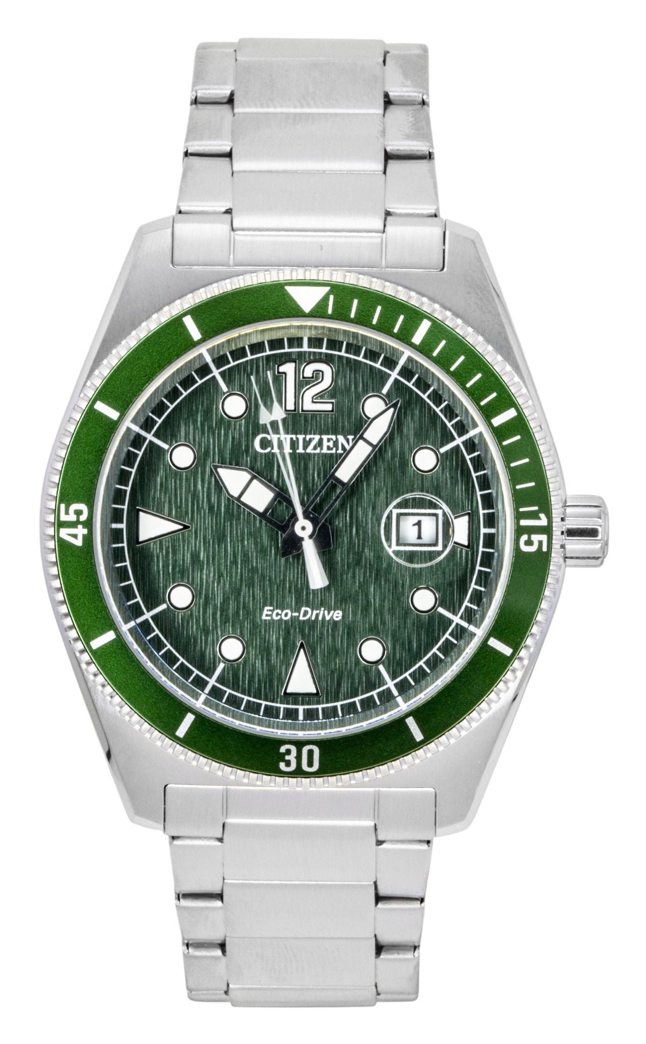 Citizen Eco-Drive Edelstahl Gr?nes Zifferblatt Solar AW1880-55X 100M Herrenuhr