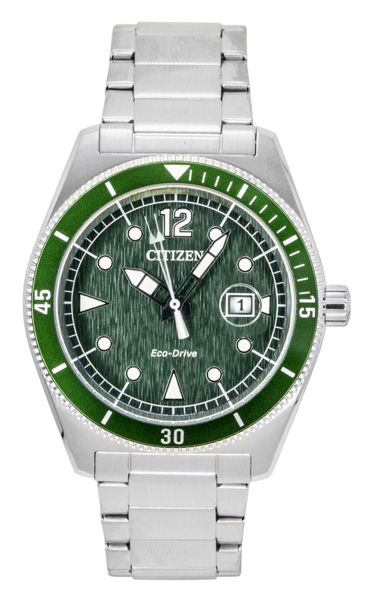 Citizen Eco-Drive Edelstahl Gr?nes Zifferblatt Solar AW1880-55X 100M Herrenuhr
