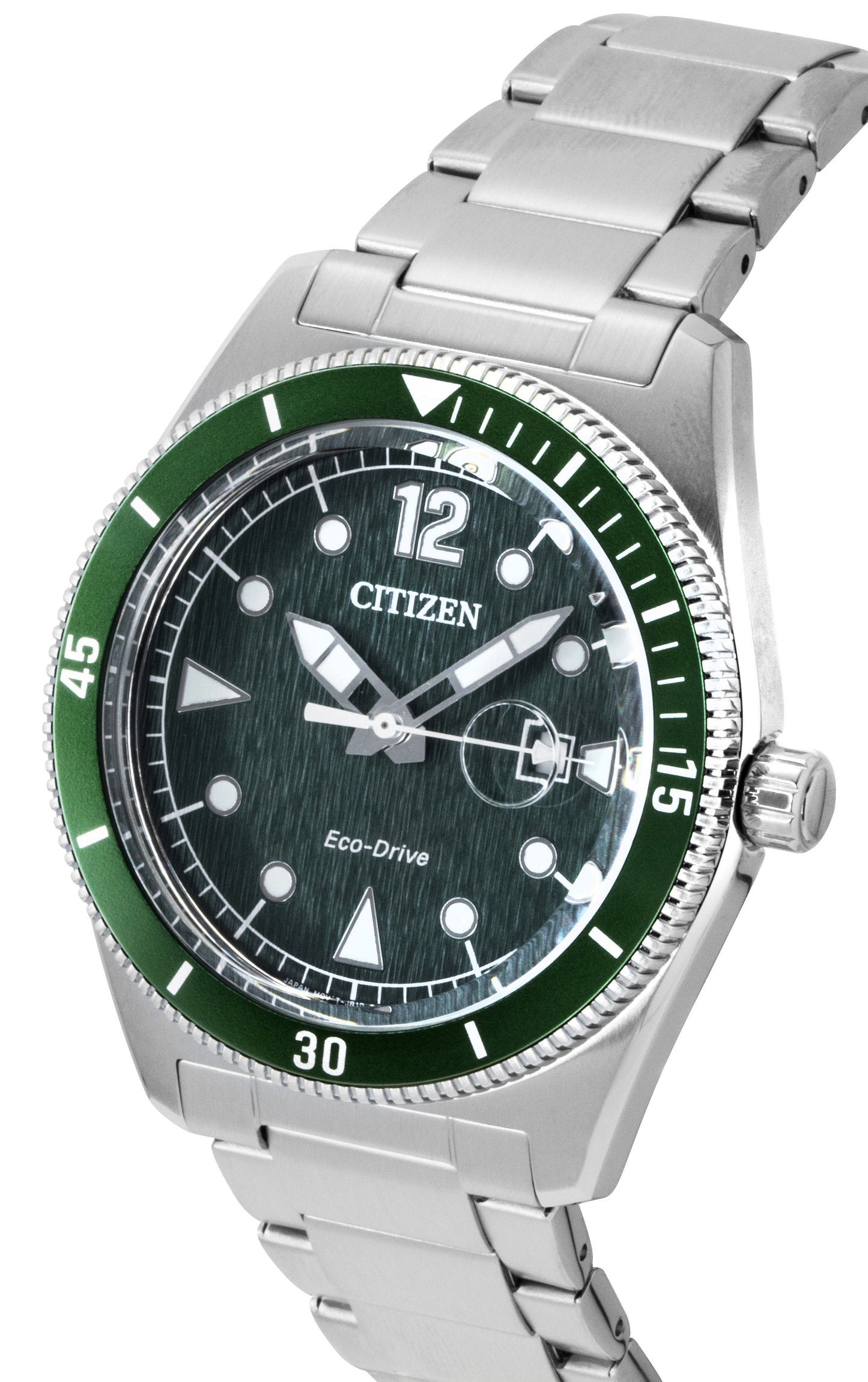 Citizen Eco-Drive Edelstahl Gr?nes Zifferblatt Solar AW1880-55X 100M Herrenuhr