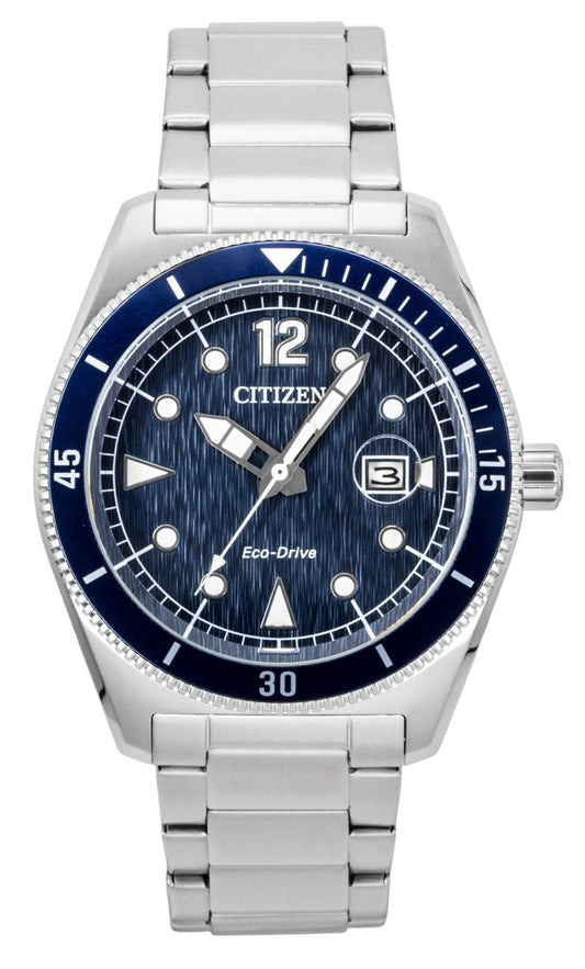Citizen Eco-Drive Edelstahl Blaues Zifferblatt Solar AW1881-52L 100M Herrenuhr