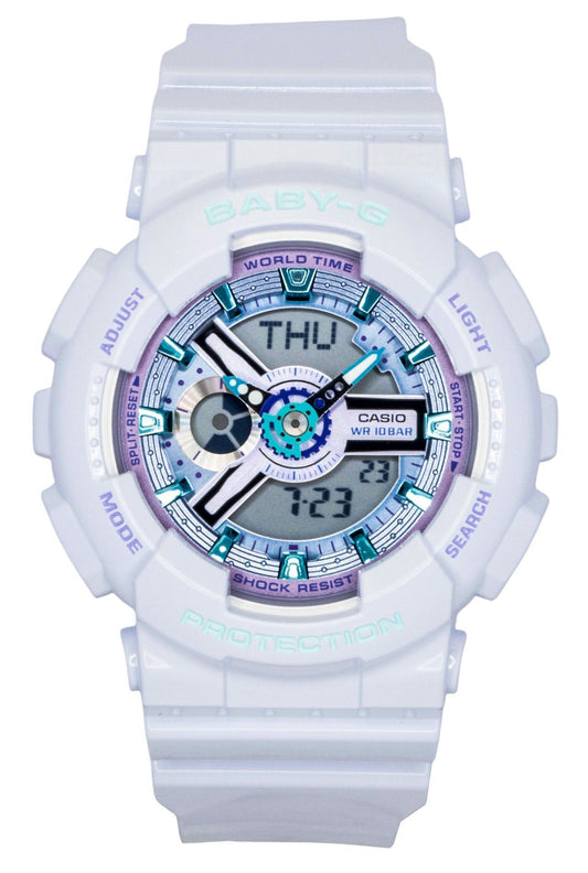 Casio Baby-G Analog Digital Resin Strap White Dial Quarz BA-110MC-7A 100M Damenuhr