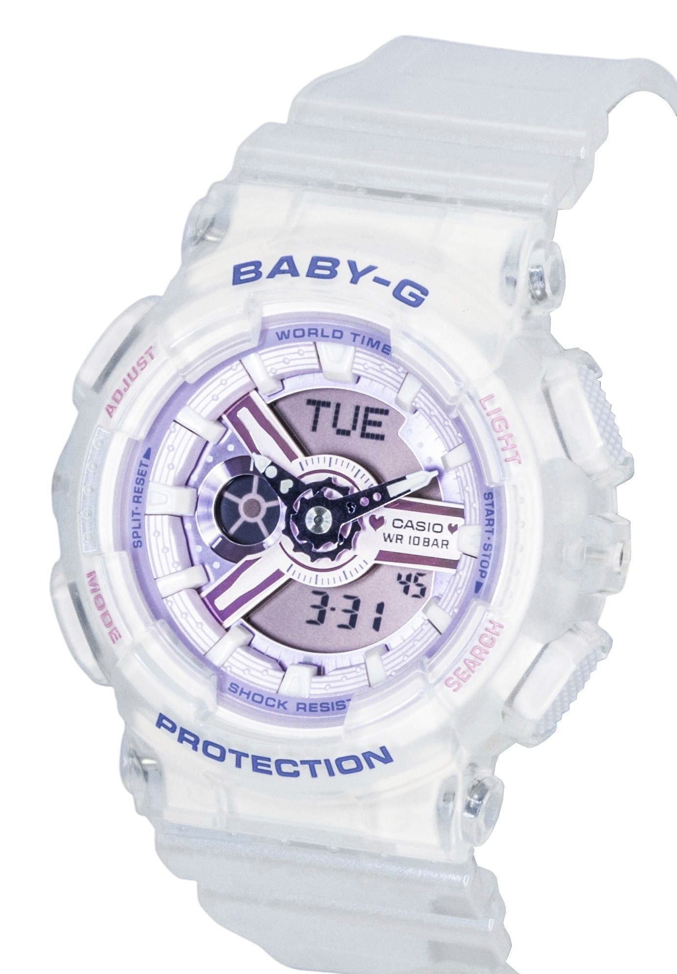 Casio Baby-G Analog Digital Resin Strap Purple Dial Quarz BA-110PS-7A 100M Damenuhr