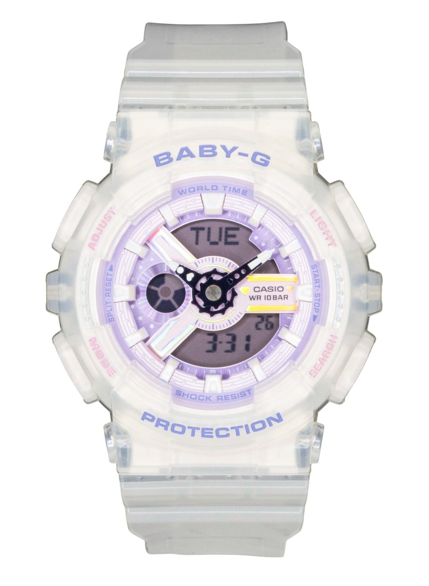 Casio Baby-G Analog Digital Resin Strap Purple Dial Quarz BA-110PS-7A 100M Damenuhr