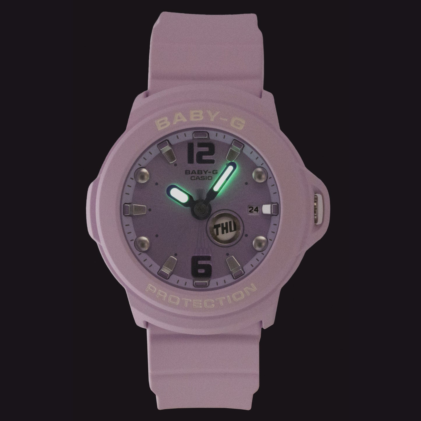 Casio Baby-G Plus Analog Resin Purple Dial Quarz BGA-15K-6A 100M Damenuhr With Convertible Holder