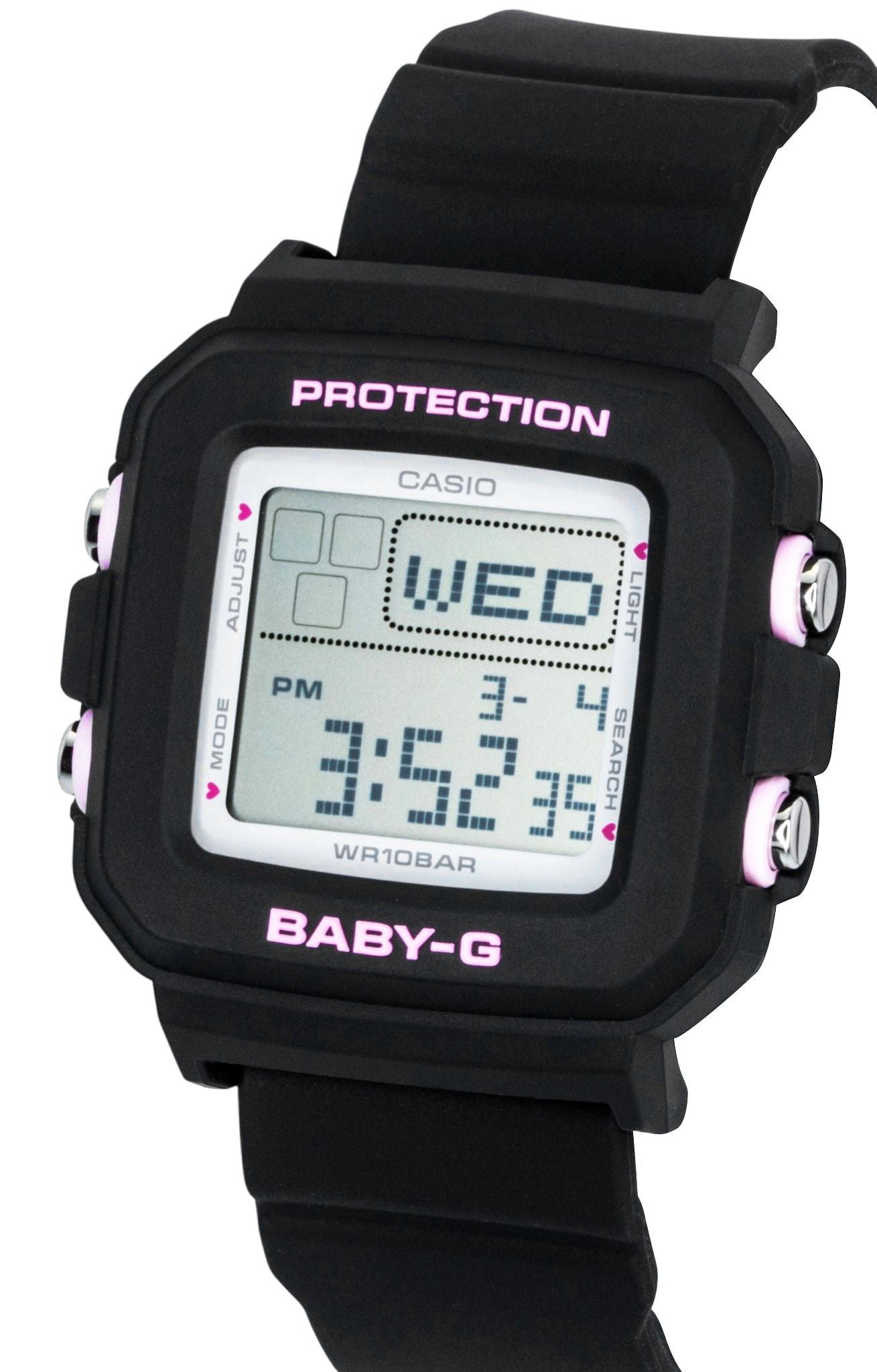 Casio Baby-G Plus Digital Resin Strap Quarz BGD-10KH-1 100M Damenuhr With Silicone Holder