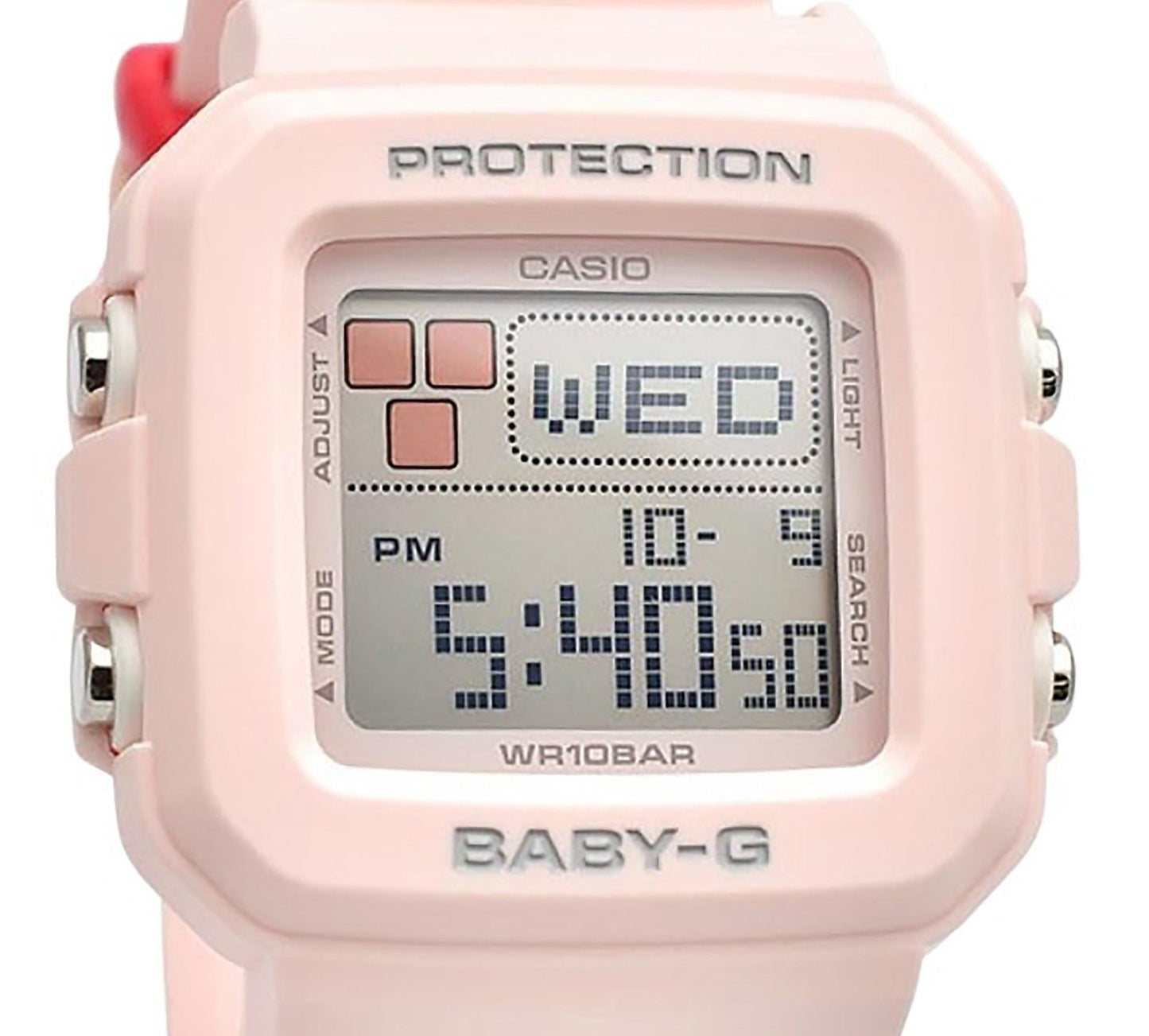 Casio Baby-G Plus Digital Pink Resin Strap Quarz BGD-10L-4 100M Damenuhr With Extra Band Loops