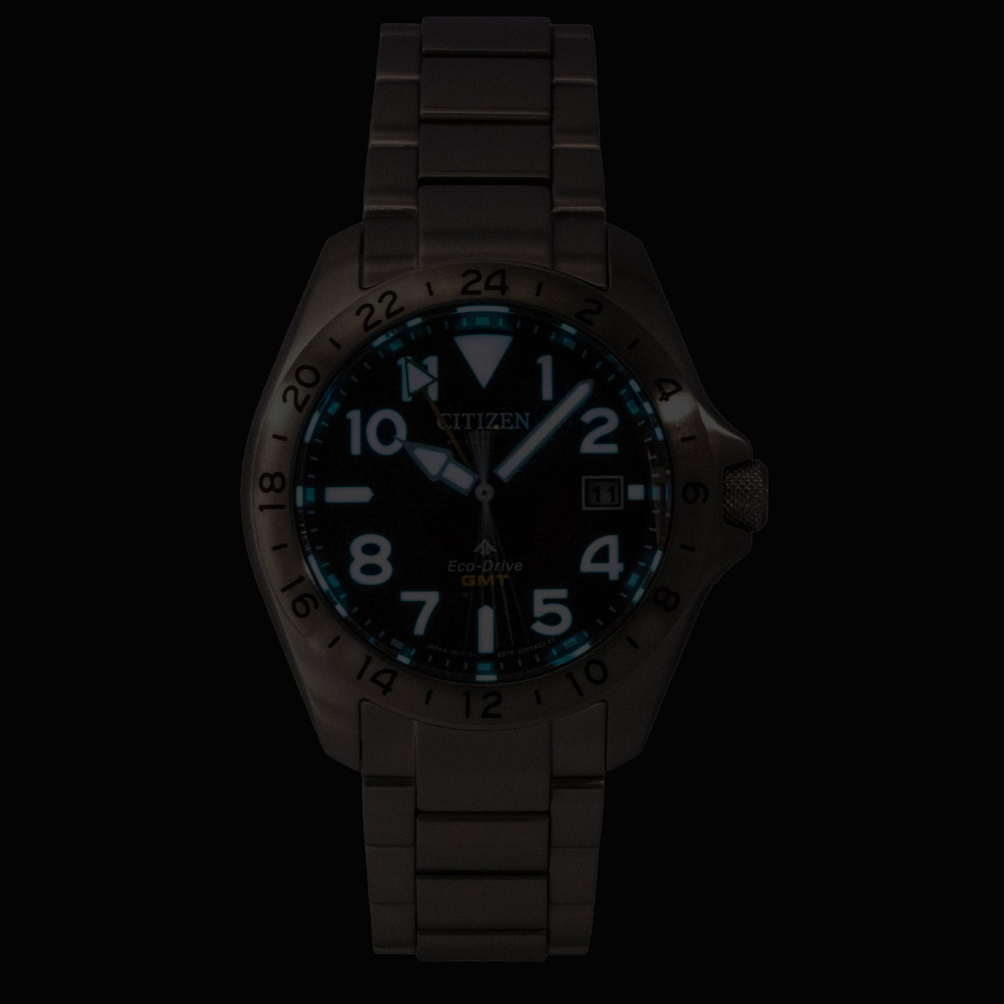 Citizen Promaster Land GMT Analog Edelstahl Red Dial Eco-Drive BJ7150-50W 200M Herrenuhr