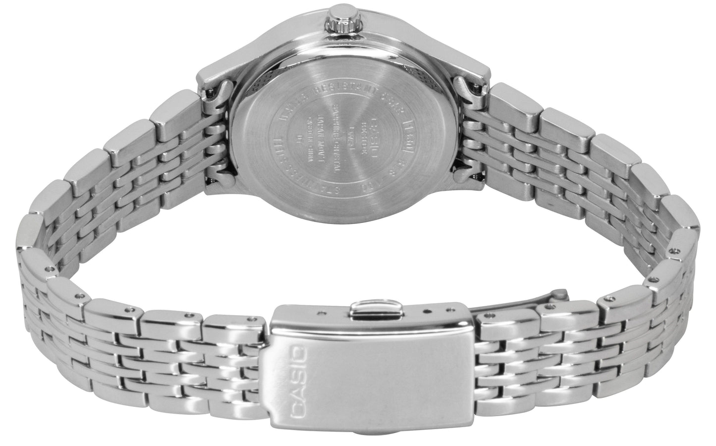 Casio Beside Analog Edelstahl Schwarzes Zifferblatt Quarz BLS-100D-1AV Damenuhr
