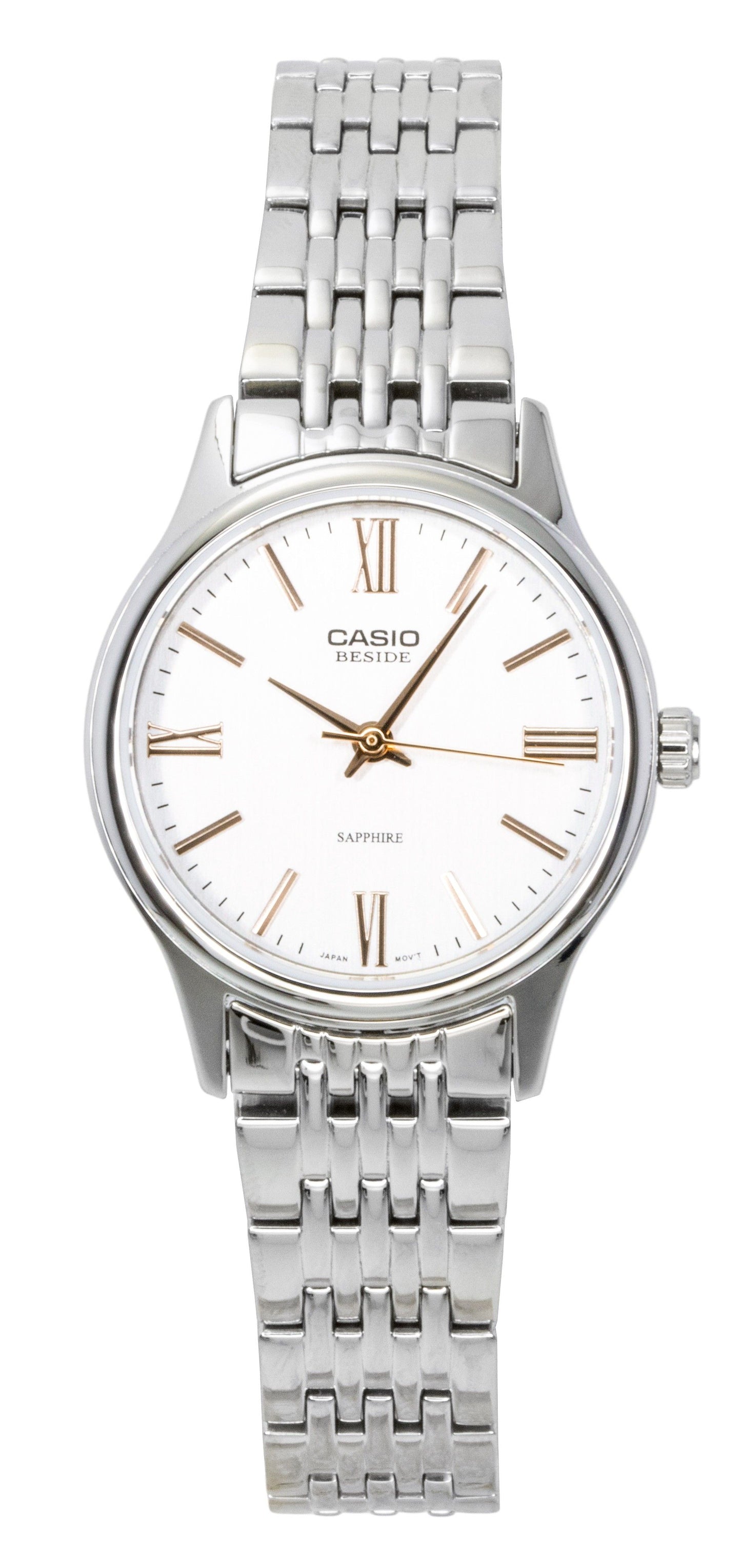 Casio Beside Analog Edelstahl White Dial Quarz BLS-100D-7AV Damenuhr