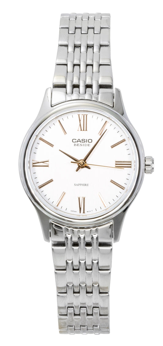 Casio Beside Analog Edelstahl White Dial Quarz BLS-100D-7AV Damenuhr