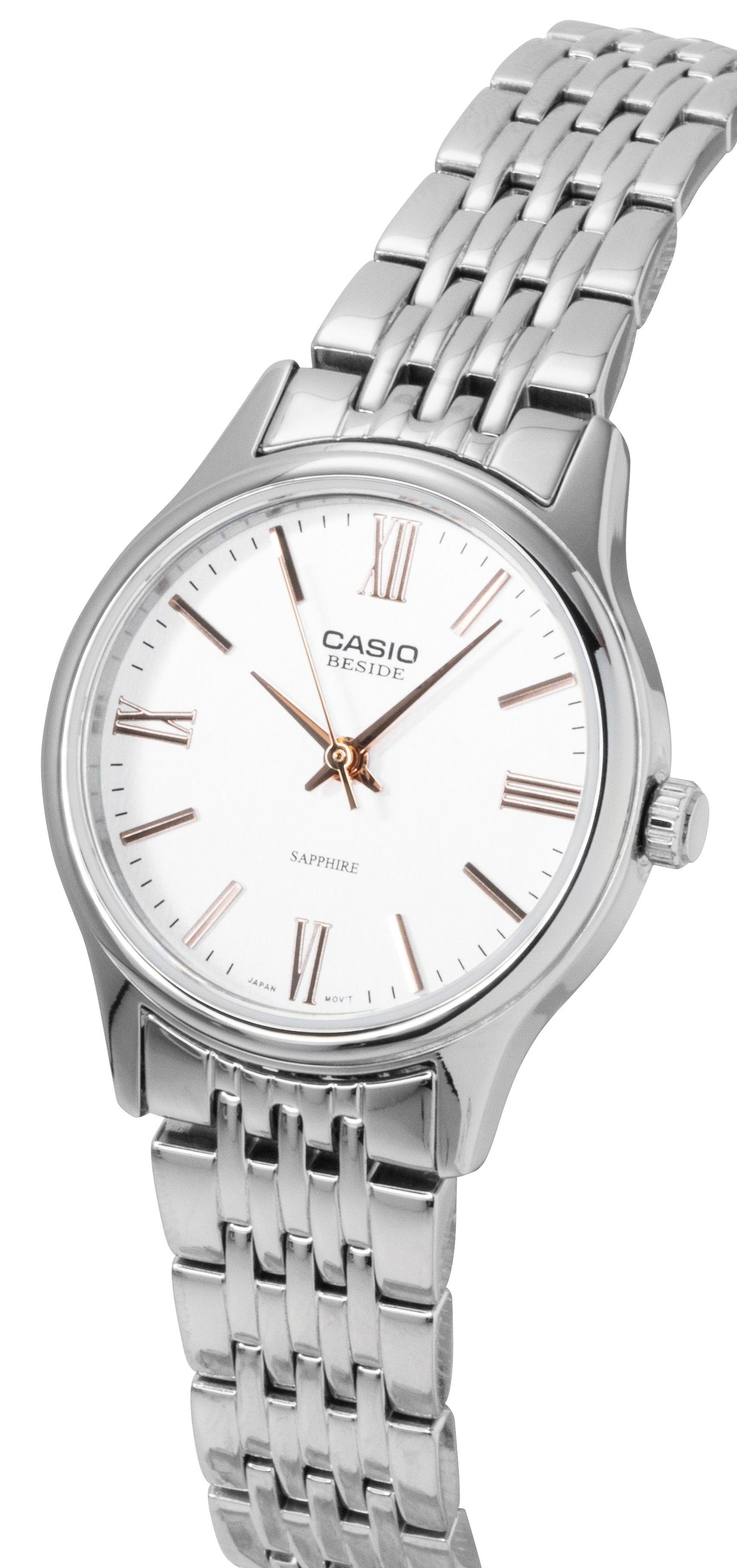 Casio Beside Analog Edelstahl White Dial Quarz BLS-100D-7AV Damenuhr